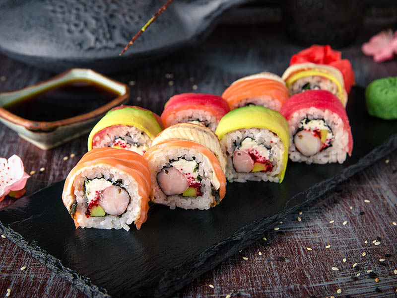 Rainbow Roll Sushi