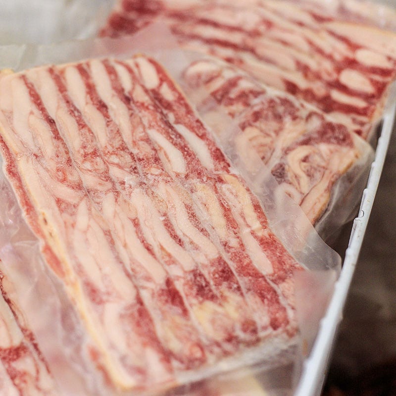 Split Frozen Bacon Into Slices