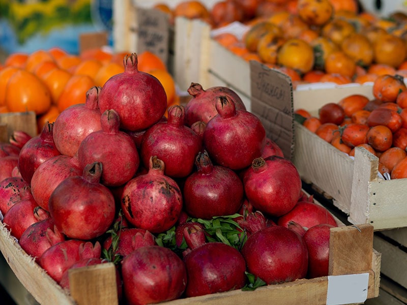 Pomegranates At The Local Market