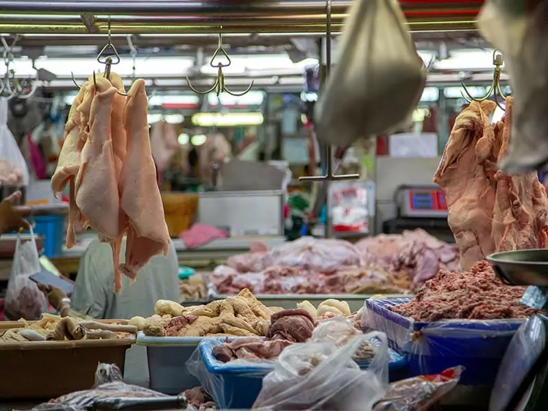 Pork That Are Left To Hang Outside