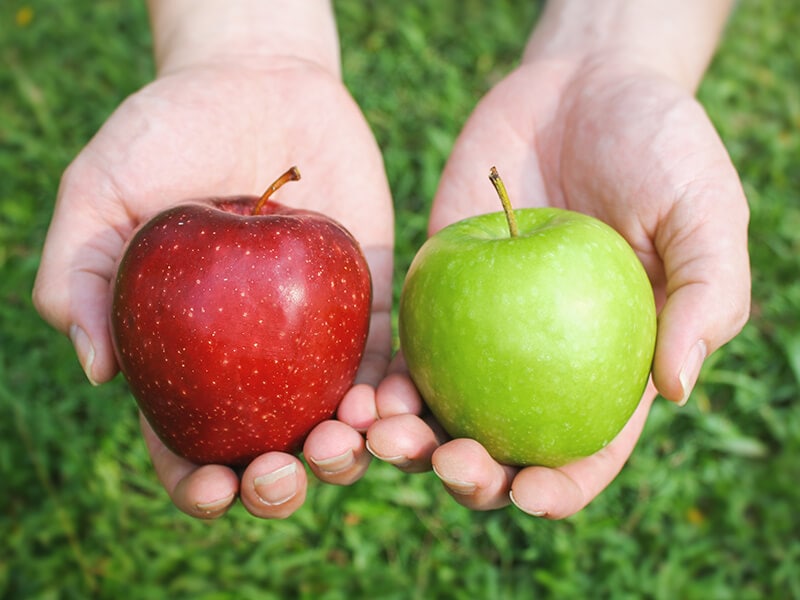 Choosing Between Green And Red Apples 