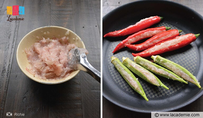 Mixture Into The Okra And Peppers