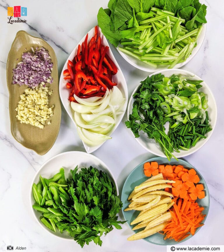 Prepared Vegetables On Different Plates