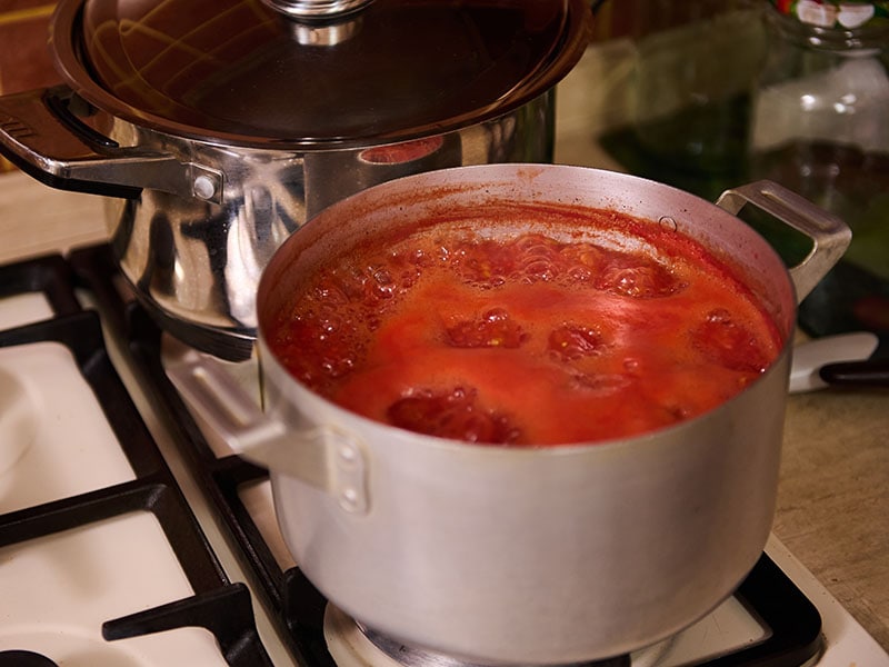 Tomato Juice Boiling Metal Saucepan