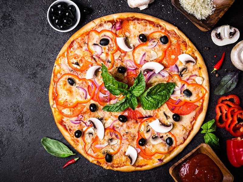 Vegetarian Pizza Mushrooms Olives