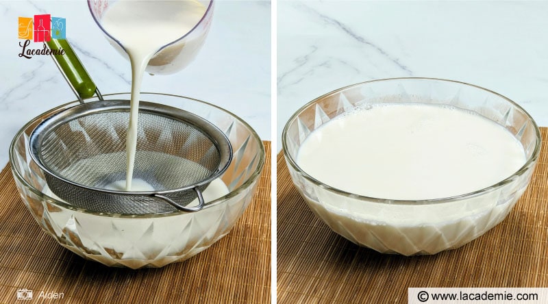Yogurt Mixture Through A Sieve