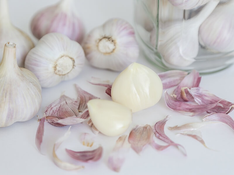 Garlic Cloves With Glass Jar