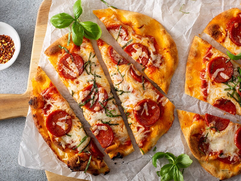 Pepperoni Pizza With Basil