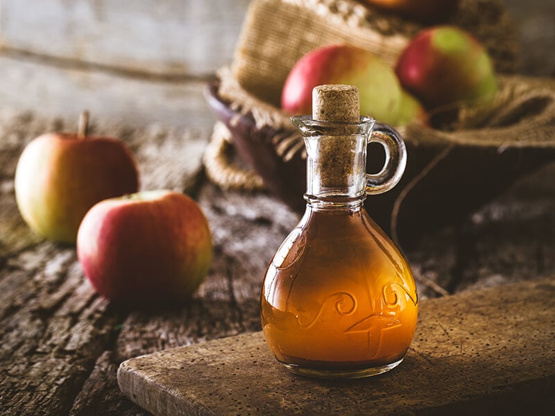 Apple Vinegar Bottle And Apple