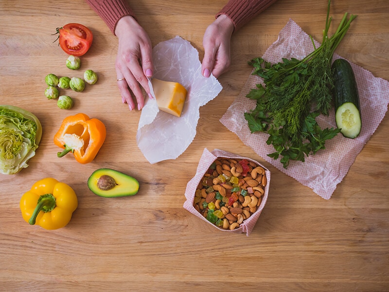 Beeswax Wraps With Food