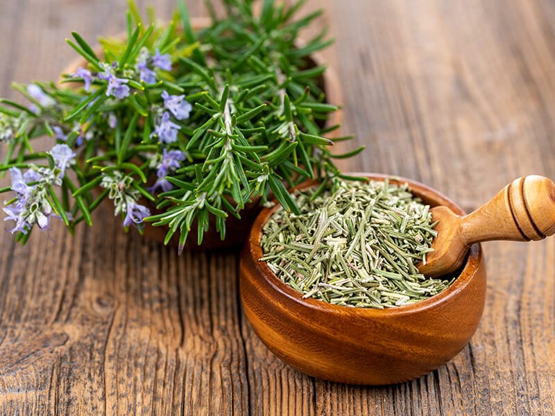 Bowl Blooming And Rosemary