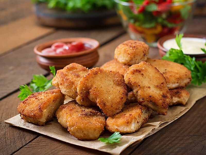 Chicken Nuggets On Wooden