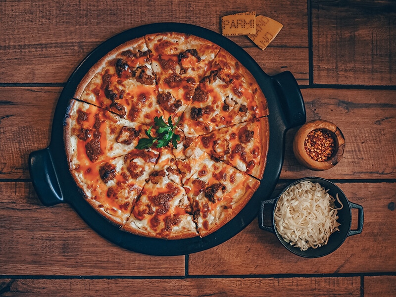 Chicken Pizza Pie On Pizza Stone