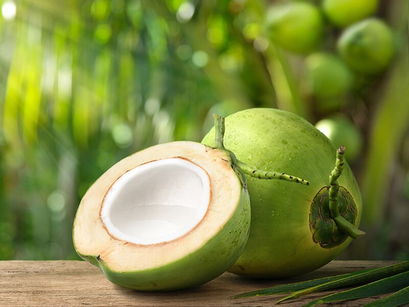 Coconut Juice In Half Fruit