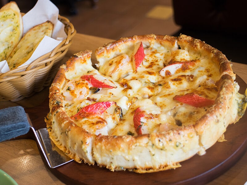 Deep Dish Seafood Pizza