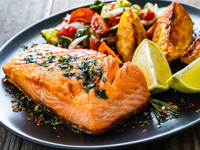 Fried Salmon Fillet With Lime