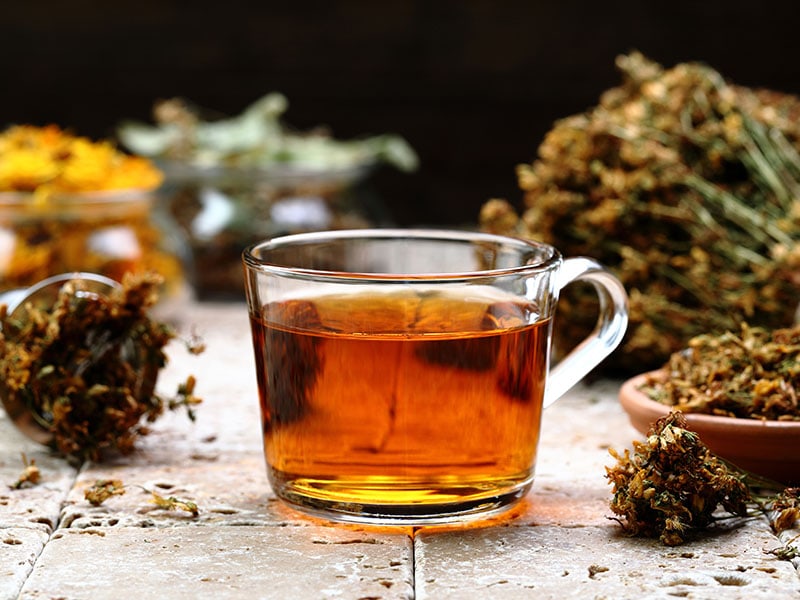 Herbal Tea Glass On Stone