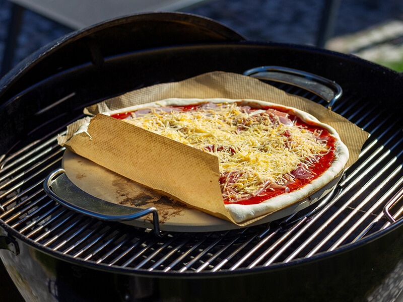 Pizza Margherita On Charcoal Grill