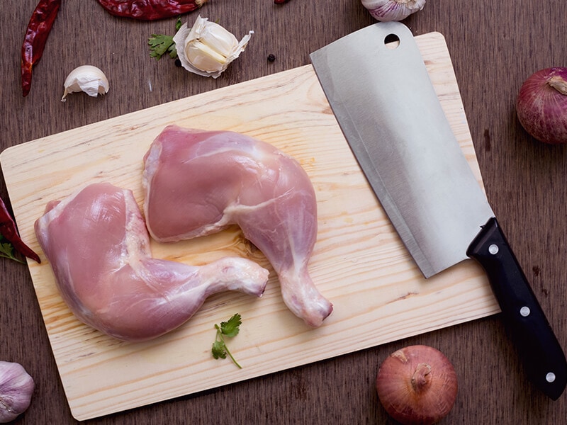 Raw Chicken And Knife