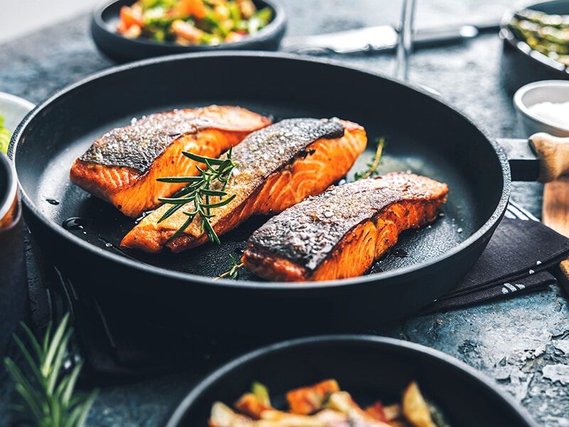 Salmon Fillets In Frying Pan