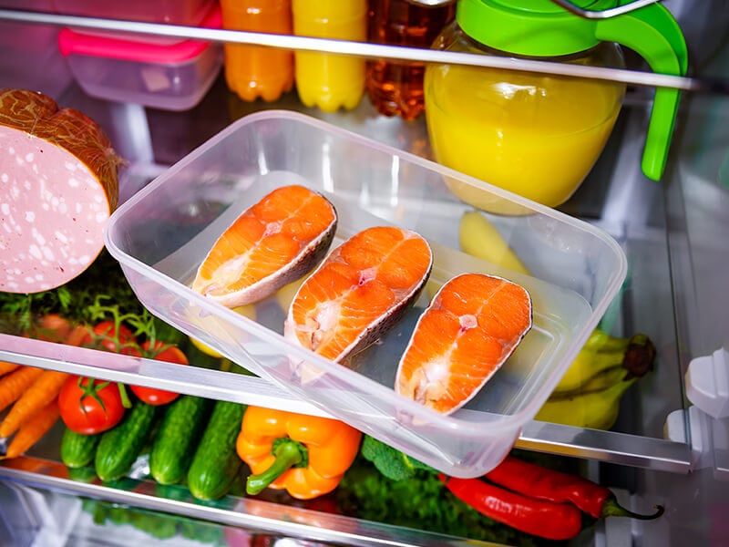 Salmon Steak In Refrigerator