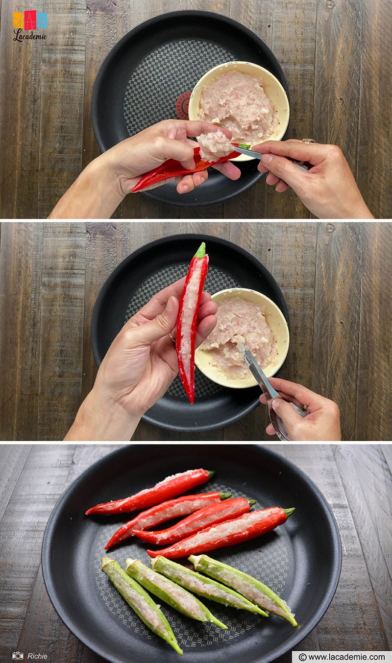 Scoop The Fish Paste Into The Peppers
