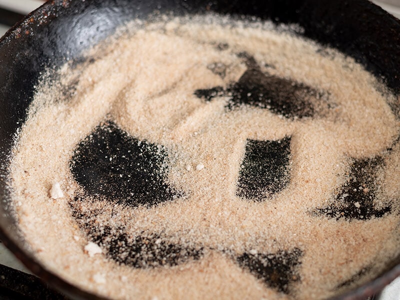 Scrubbing Cast Iron Skillet With Salt