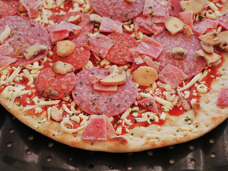 Uncooked Meat Ham Pizza