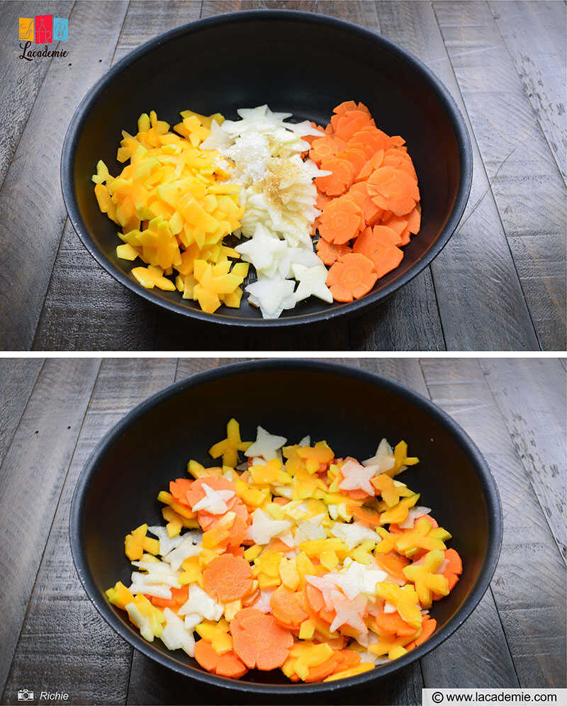 Cut Carrot Kohlrabi And Green Papaya
