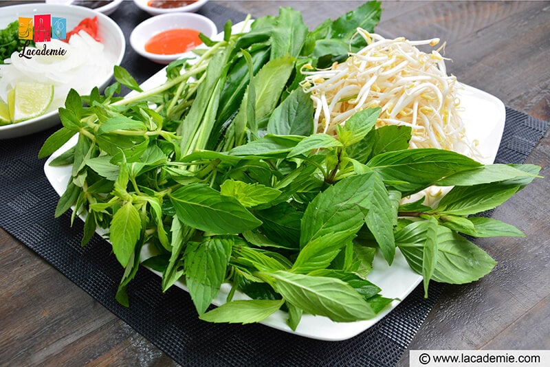 Pho And Garnish Herbs