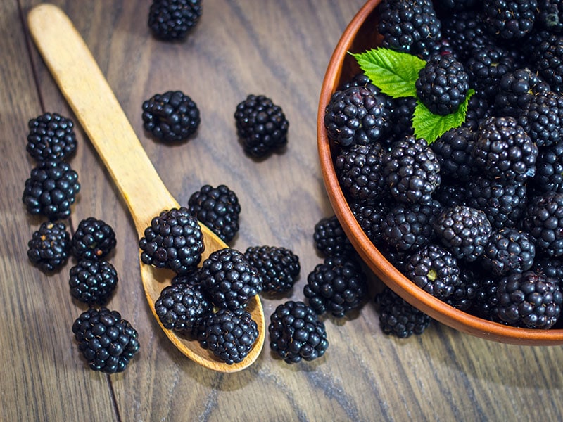 Ripe Blackberries Leaves Clay