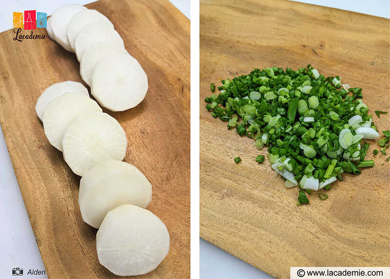 Cut The White Radish And Scallions