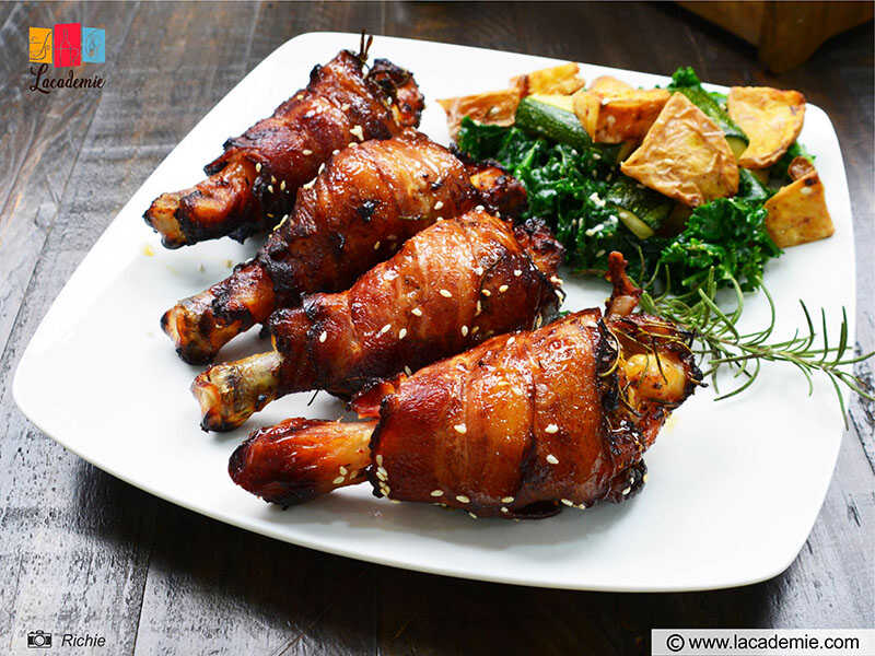 Air Fryer Bacon Wrapped Chicken Thighs