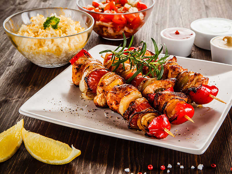 Kebab Grilled Meat Vegetables